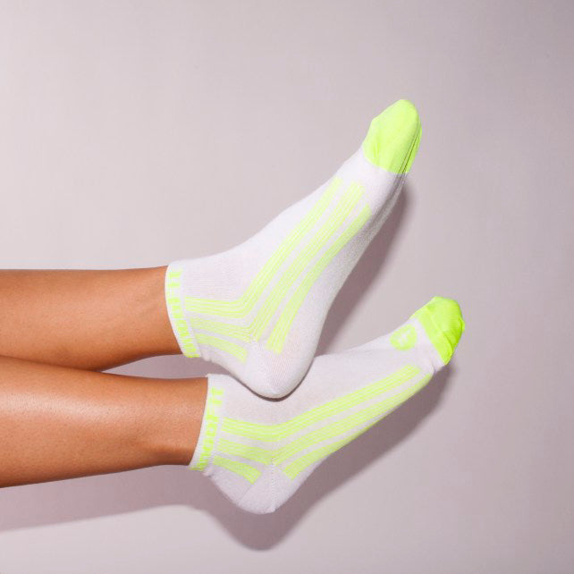 TANGOTEK II SOCKS, WHITE/NEON YELLOW - TangoFit